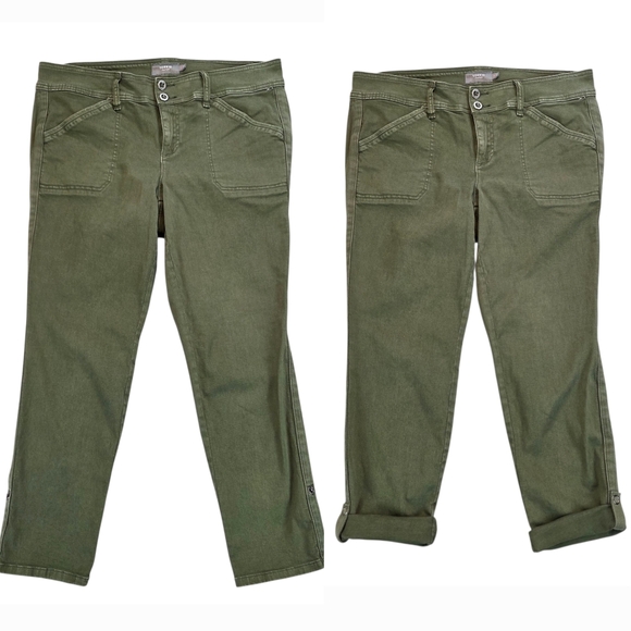 Torrid Women's Plus Size Military Militia Green Convertible Pants Capri Roll Tab - Picture 1 of 16